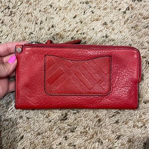 Burberry snap close red pebbled leather wallet